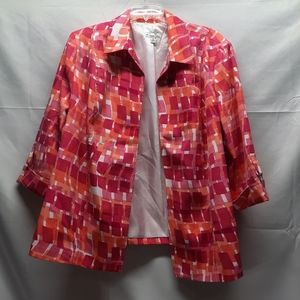 Kim Rogers Women's Pink White Orange Open front Blazer 24W